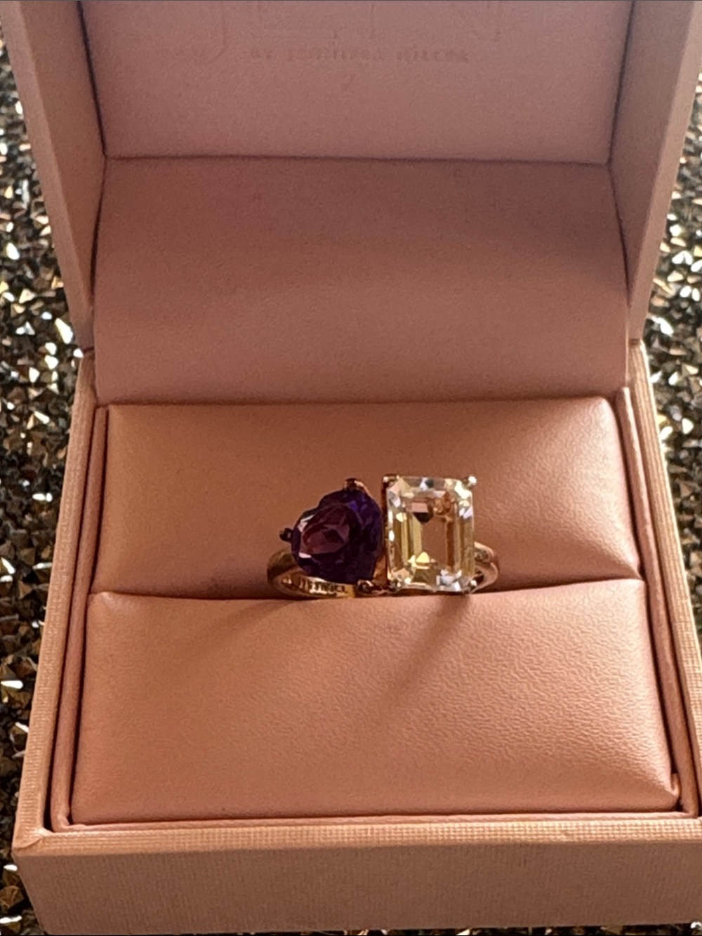 JEN by Jennifer Miller Toi et Moi Gemstone Rings Sterling&Rose Gold 7.5
